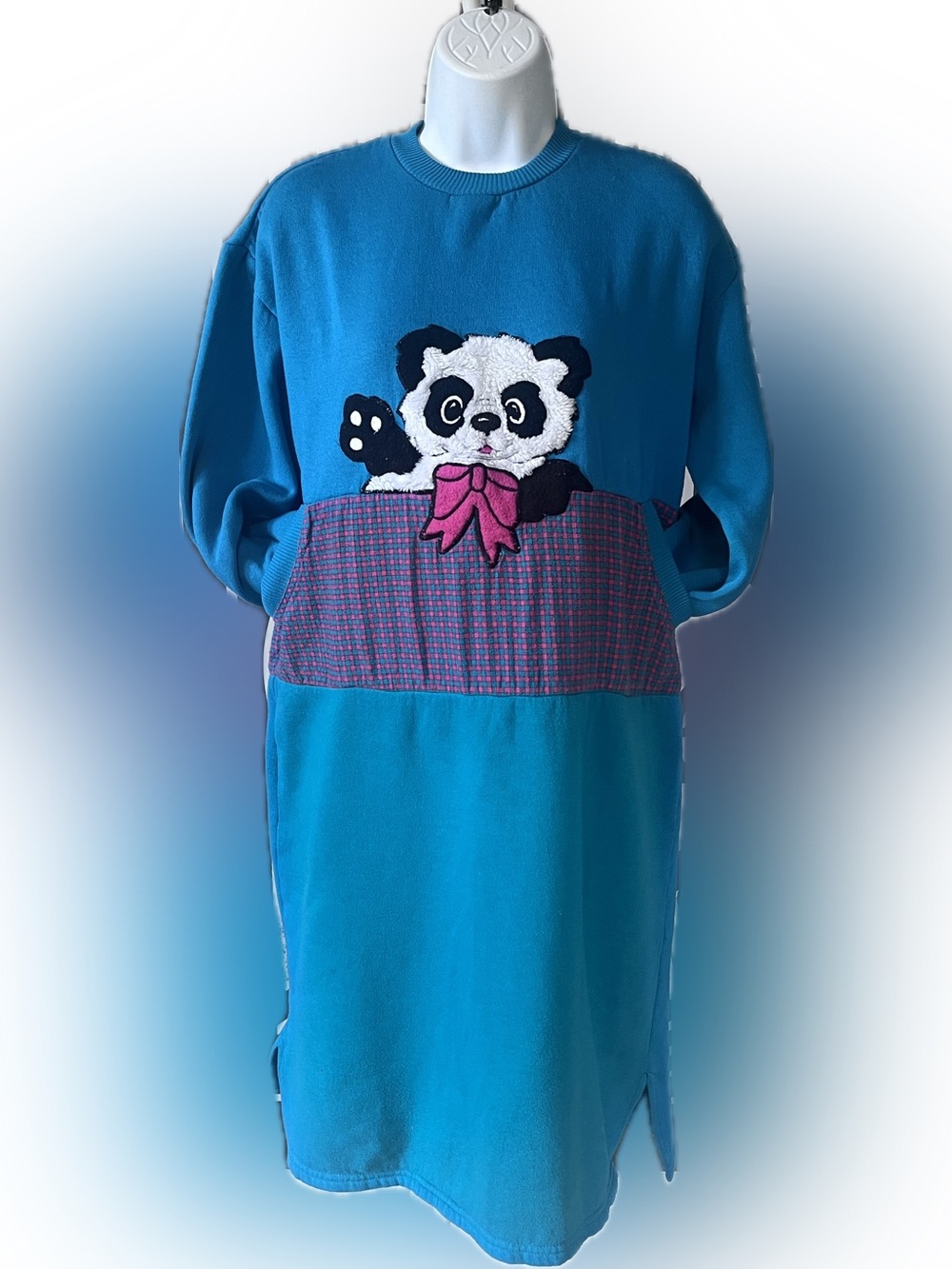 🐼 VTG 80s/90s Panda Sweatshirt Dress Loungewear Size S Oversized🐼